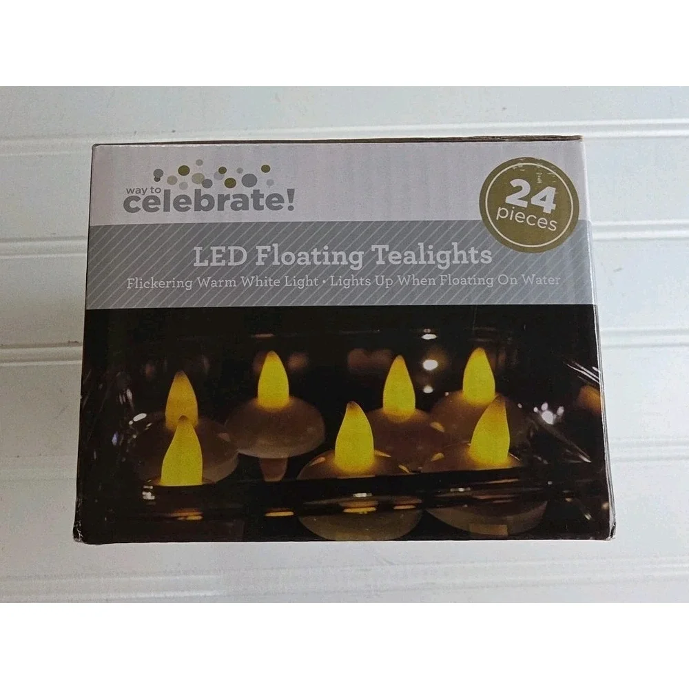 24 Pack LED Floating Candles Waterproof Flameless Tealights Wedding Pool Decor